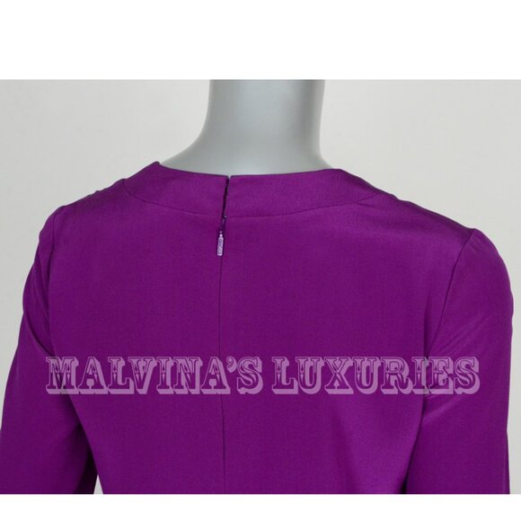 GUCCI DRESS PURPLE VIOLET CREPE DE CHINE LONG SLEEVES - Picture 10 of 13